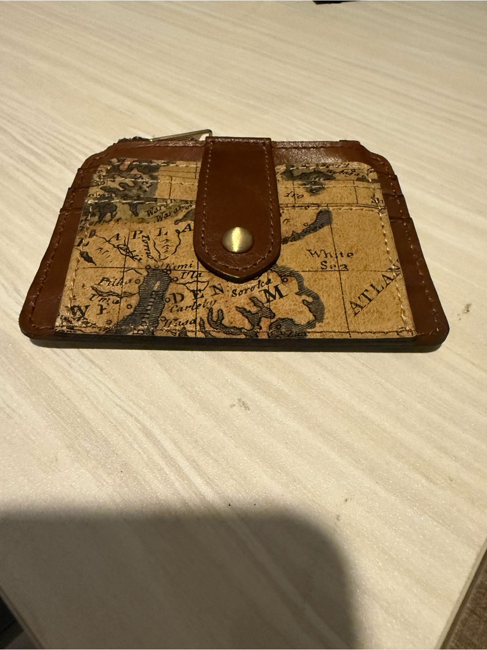 Patricia Nash Brown Map-Print Leather Card Holder Wallet